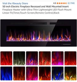 50 inch Electric Fireplace Recessed and Wall Mounted Insert