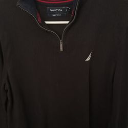 Nautica Black Quarter Zip And Gray Sweater