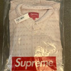 Supreme Jacquard Logos Denim Shirt Pink