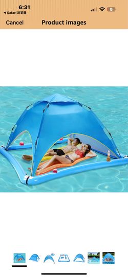 Sun Shade Sails for Swimming Pool,2 Person Automatic Pop Up Pool Spa Sun Shelter,UPF 50+ UV Protection and Waterproof Floating Shade Tent for Pool and
