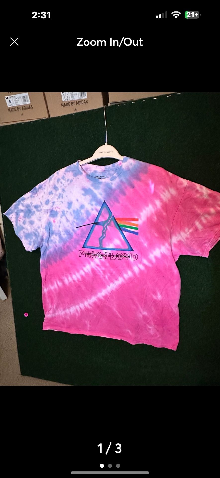 AUTHENTIC PINK FLOYD MEN'S XL "THE DARK SIDE OF THE MOON" TIE DYE T-SHIRT