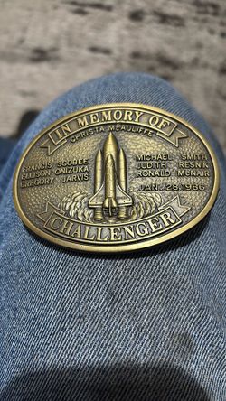 Belt Buckle In Memory Of  Challenger Brass