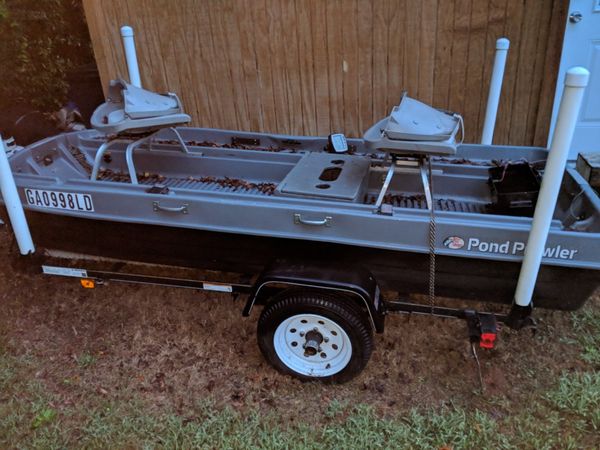 pond prowler boat with customized trailer for sale in gray