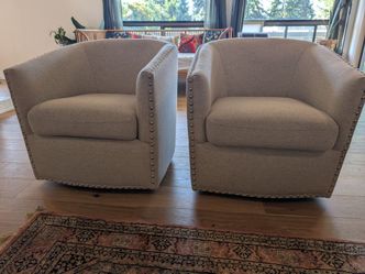 Pair of Upholstered Swivel Accent Chairs