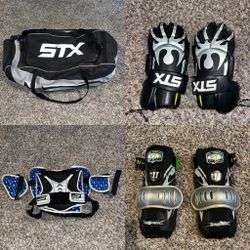 STX Lacrosse LAX Gear Shoulder Elbow Rib Pads Gloves 