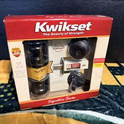 KwikSet Signature Series Juno Venetian Bronze Deadbolt and Door Knob Combo.