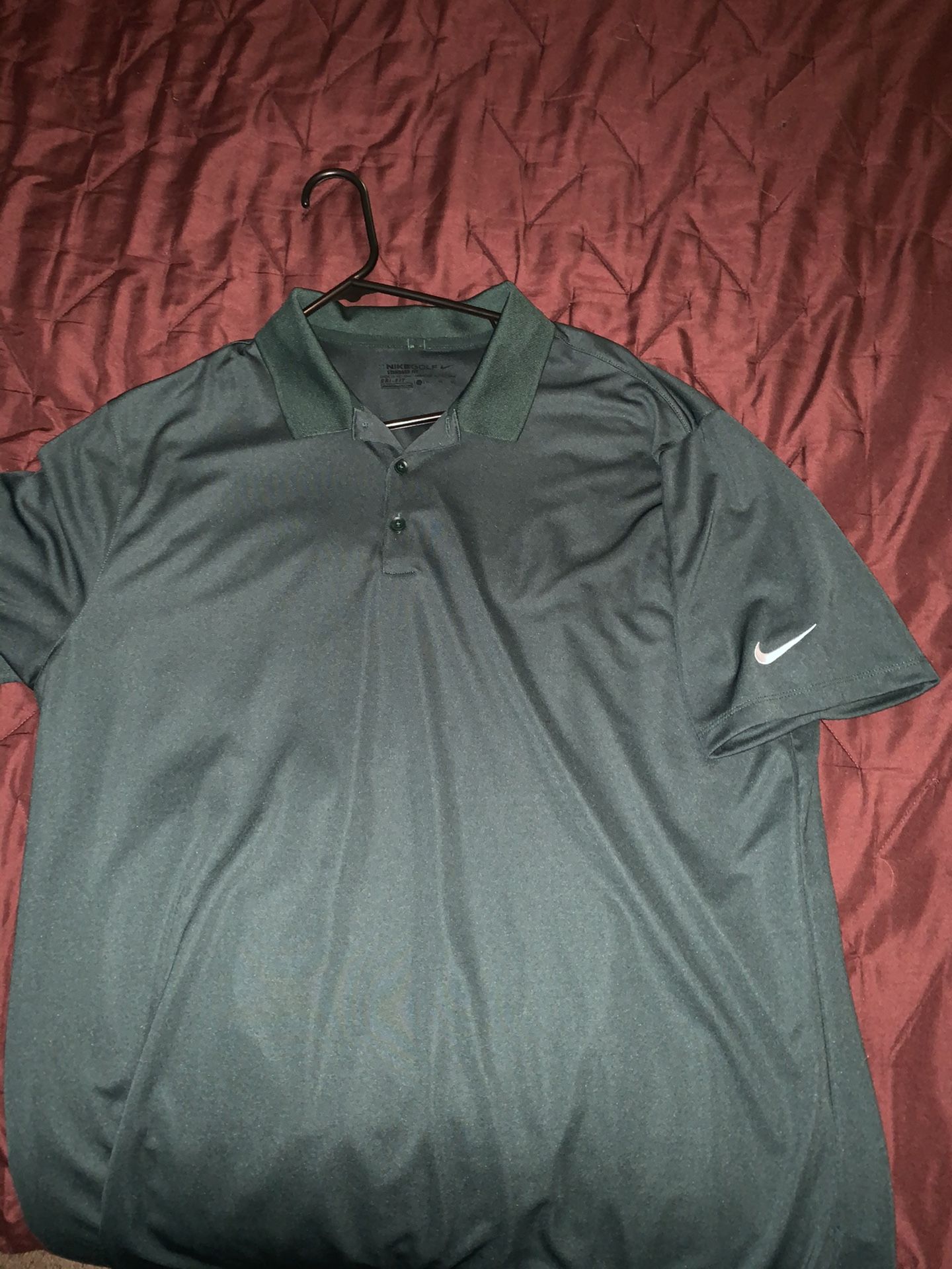 2 Nike DRI FIT Golf Polos Red and Green