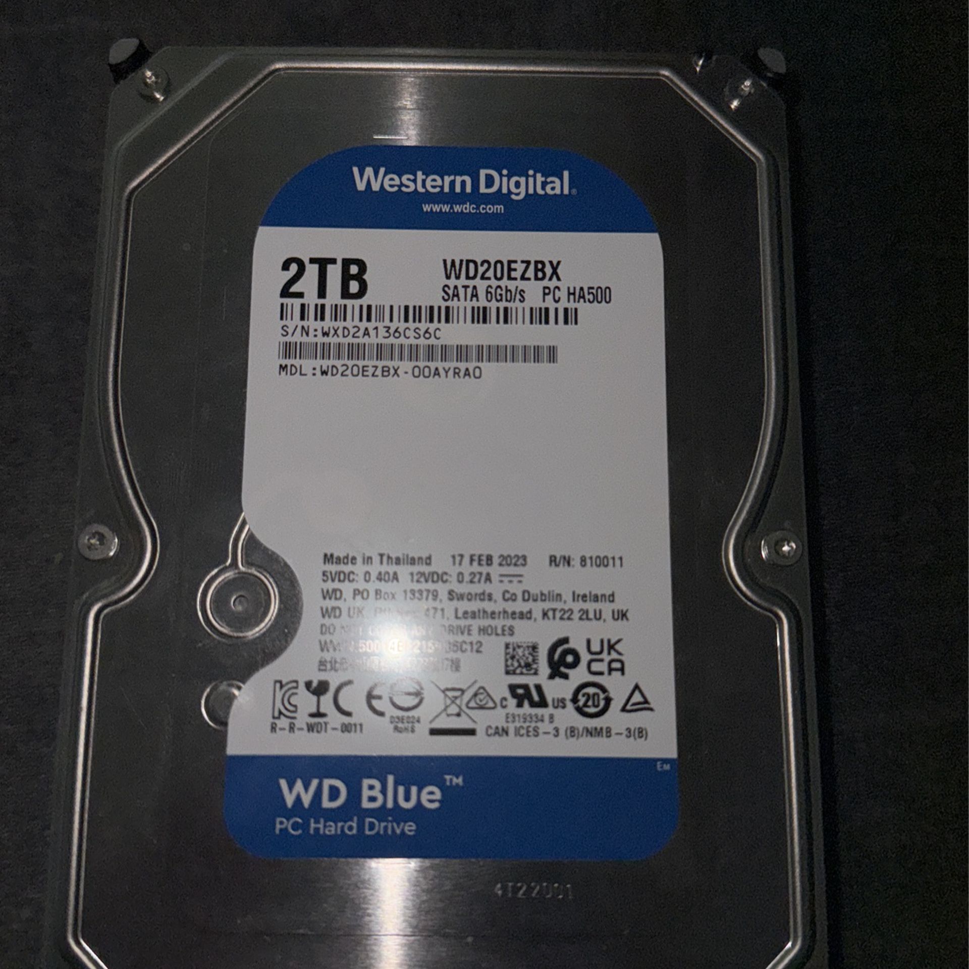 western digital 2TB of hard drive 