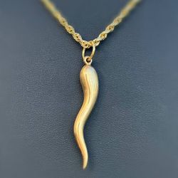 14k hollow yellow gold pepper horn Pendant charm