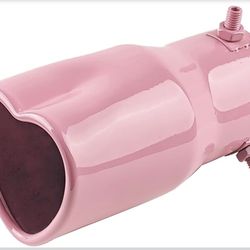 26) 2.5" to 2.8" Car Exhaust Tip, 2.5" Inlet 2.8" Outlet 5.39" Long Stainless Steel Heart-Shaped Surface Polished Exhaust Tailpipe