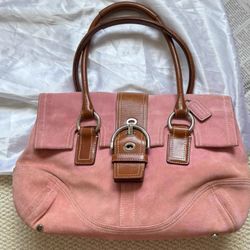 Coach Vintage Baby Pink Can Put A iPad Suede Bag School Bag