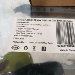 10 Ft Coaxil Cables And 3 Way Adapter