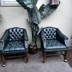3 LEFT  Vintage Green Chesterfield Chairs - 5 Total  125 Each Obo On All 
