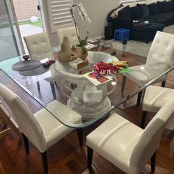 6ft x 6ft Glass Dining Table With 8 Chairs. 1/2 Thick Glass