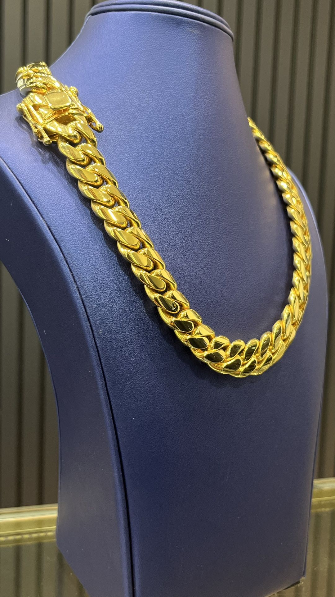 🌴 14MM MIAMI CUBAN LINK CHAIN 18” 🏆 14K GOLD OVER SILVER