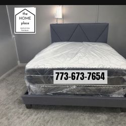 Brand New Queen Bed Frame With Mattress & Boxspring 🚨 For ONLY $349 🚨 Ready For Delivery Today 🚛