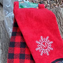 Two New Hand Bath Handctowels, Holiday