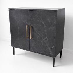New Modern Buffet Cabinet - 14.7"D x 30.4"W x 31.75"H  Black Marble Pattern
