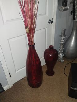 Two burgundy vases