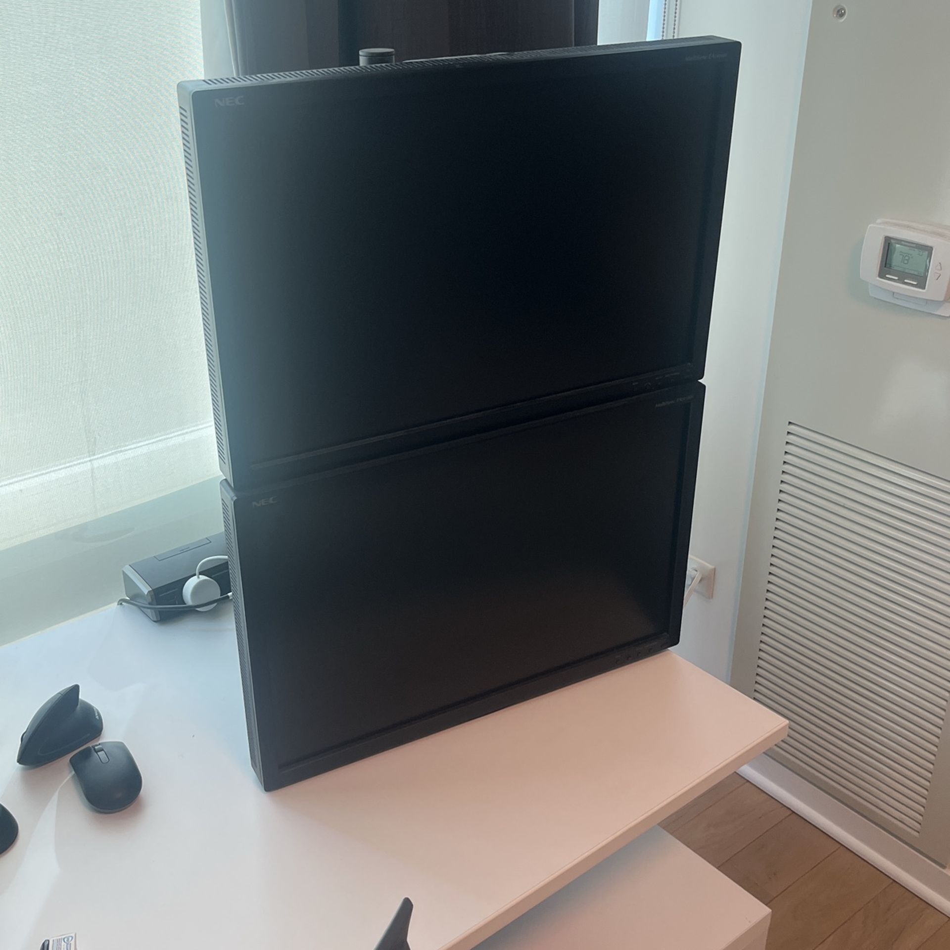 Dual NEC MultiSync EA241WM 24” Monitors with Dual Monitor Stand