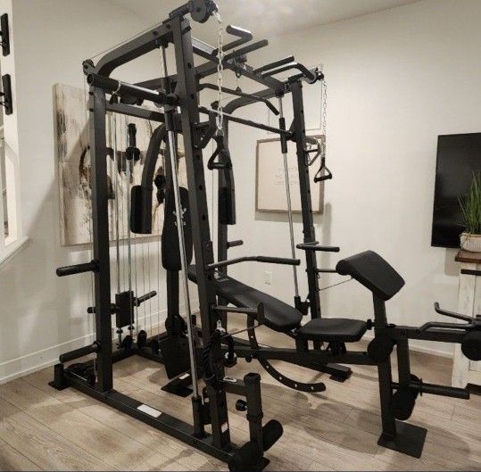 Vesta Smith Machine 1001 | Adj Bench W/ Leg Developer And Preacher Station |Gym Equipment | Fitness | Pulleys|🔴WEIGHTS AND BARBELL SOLD SEPARATELY 🔴