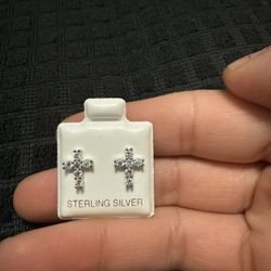 Sterling Silver Cross Earrings 