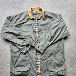 Vintage Style Chore Jacket Green Plaid Lined Barn Coat Men’s XL