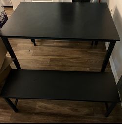 Love seat and chair table and two table benches for sale