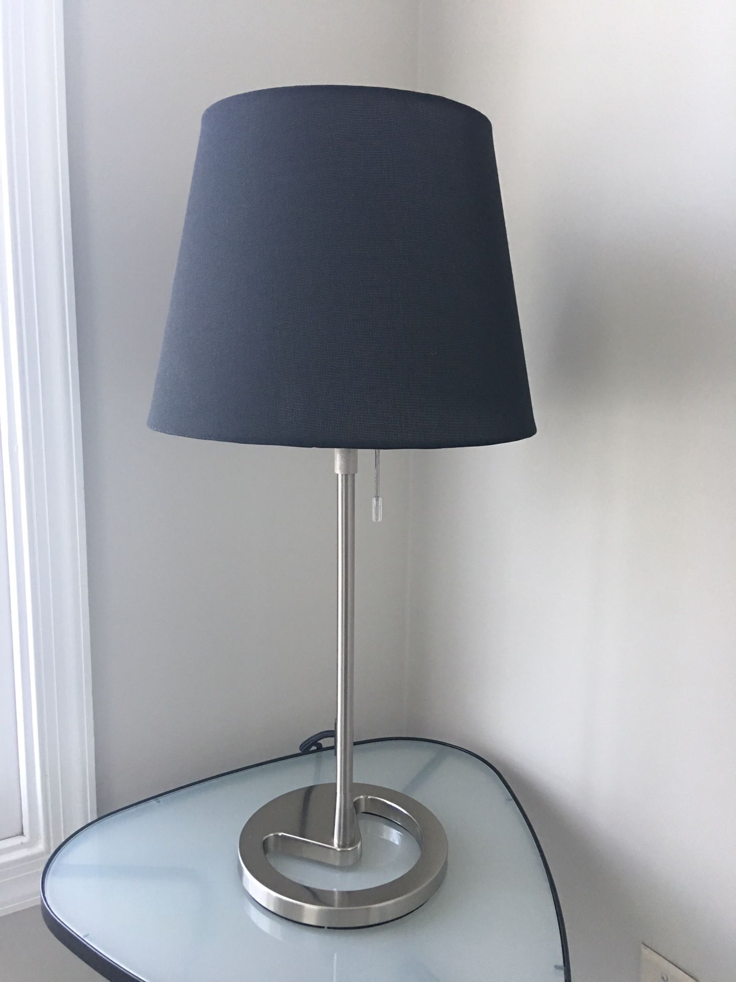 Side Table and table lamp with Dimmable bulb, nickel plated white, adjustable height -“New”