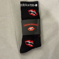 Black And Red Chrome Heart Socks