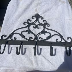 Iron Fancy Five Hook Coat Rack