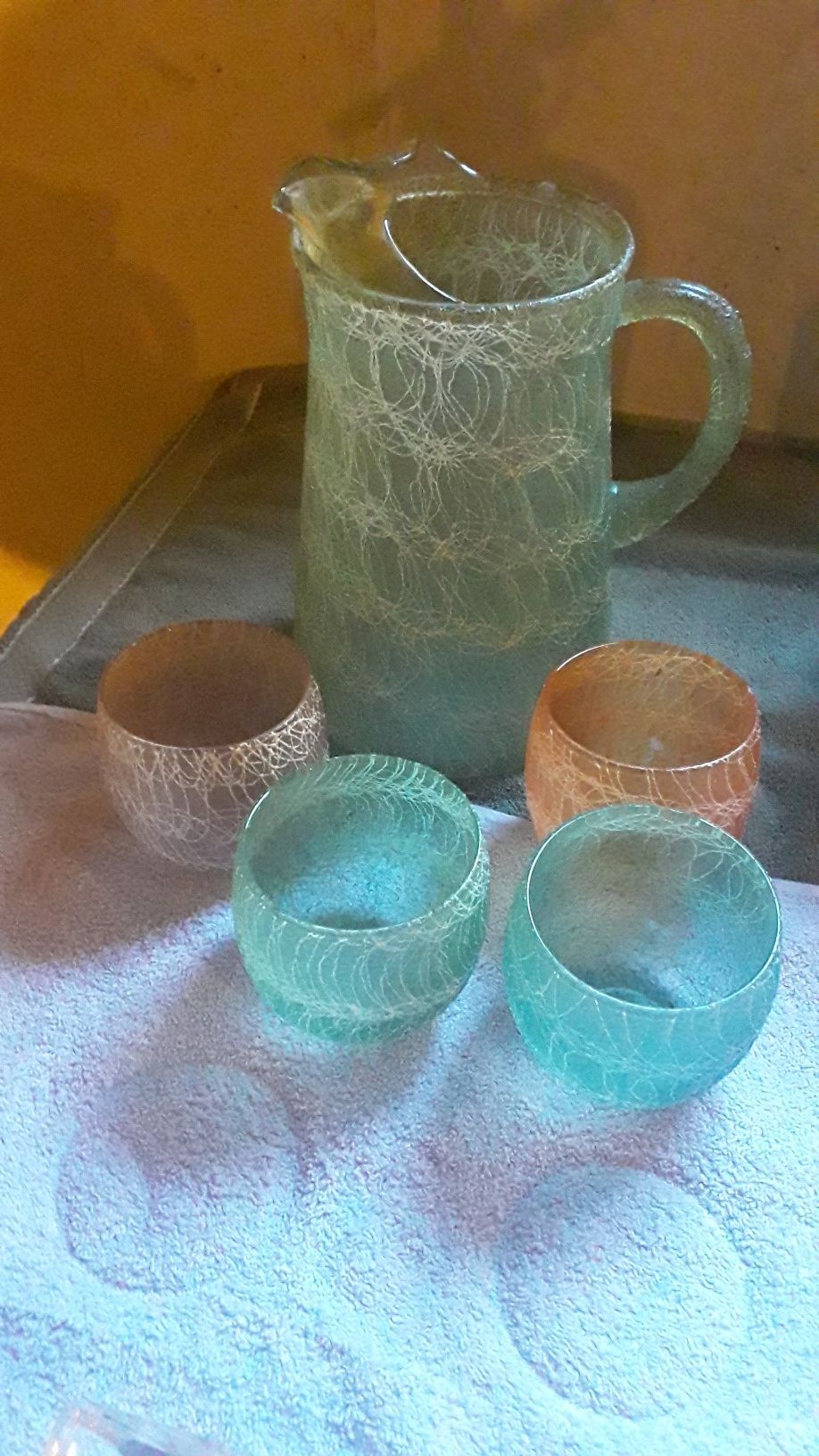 Collectible spaghetti pitcher and glass set