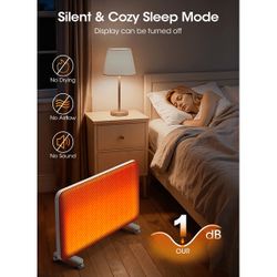 New Patiosunny 32-inch 10s Heating Convection Panel Space Heater for Indoor Use Large Room, 1500W Heater with Thermostat, Wall Mount & Standing, Smart