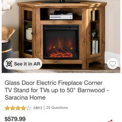 Corner fireplace tv stand