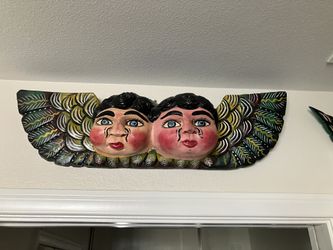Mexican folk art carved wood Angelito