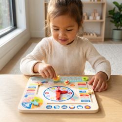 Brand New Kids Learning Clock Board – Wooden Educational Time & Calendar Toy