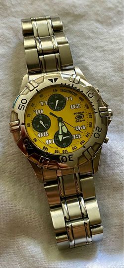 Fossil quartz yellow chronograph watch