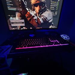 geforce pc with samsung curved monitor gaming keyboard / ZEN/ GAMING MOUSE AND \HEADSET