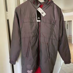 ADIDAS x JAMES HARDEN S PUFFER JACKET $180 NWT Water Pollo / BASKETBALL Parka
