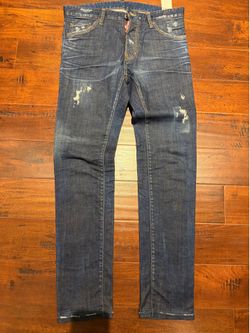 DSQUARED2 Jeans Men's Size 48 Blue Denim Slim Fit Distressed Button Fly Cotton