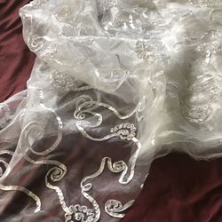 New Beautiful Net Fabric With Taffeta Ribbons White!