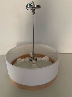 Drum Pendant Light with Wood Trim