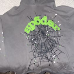 ‘slate grey’ sp5der hoodie size xl shrunken