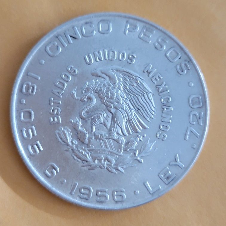🇲🇽1956 Mexico Large Silver Coin Independence Hero Hidalgo