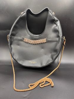 Christian Siriano New York Black Hobo Shoulder Bag with Gold-Tone Chain