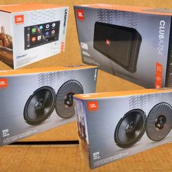 JBL Double Din Wireless Apple Carplay Android Auto Stereo 4 Channel Amplifier 2 Sets 6 1/2" 2-Way Coaxial Speaker System 360 Watts Package 🚨 No Credi