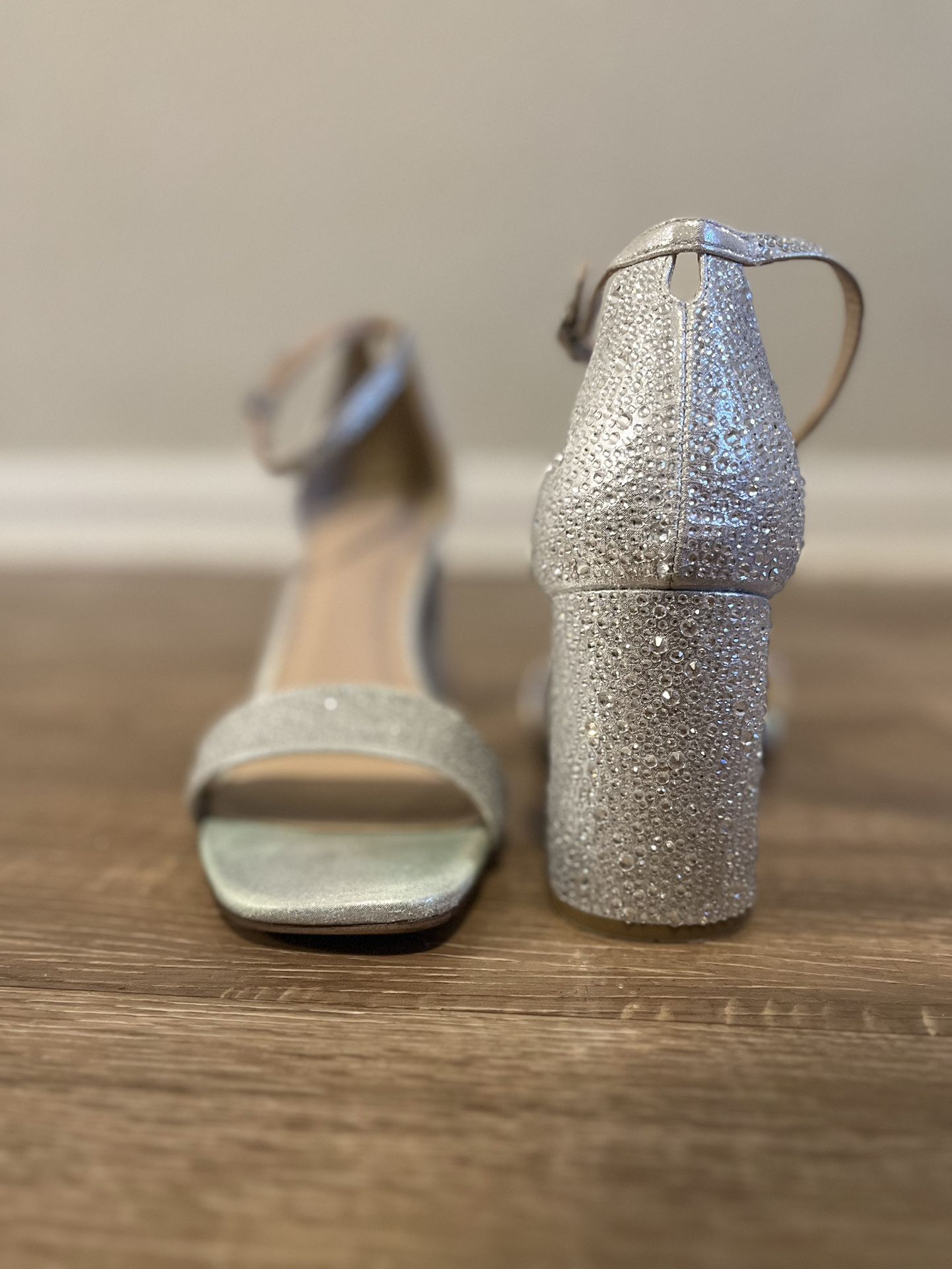 Bedazzled Silver High Heels Size 9W