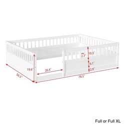 Kids Wooden Bed frame W/fence