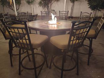 Patio table tall fire pit complete