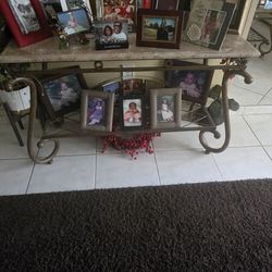 Sofa table, center coffee table, two end tables